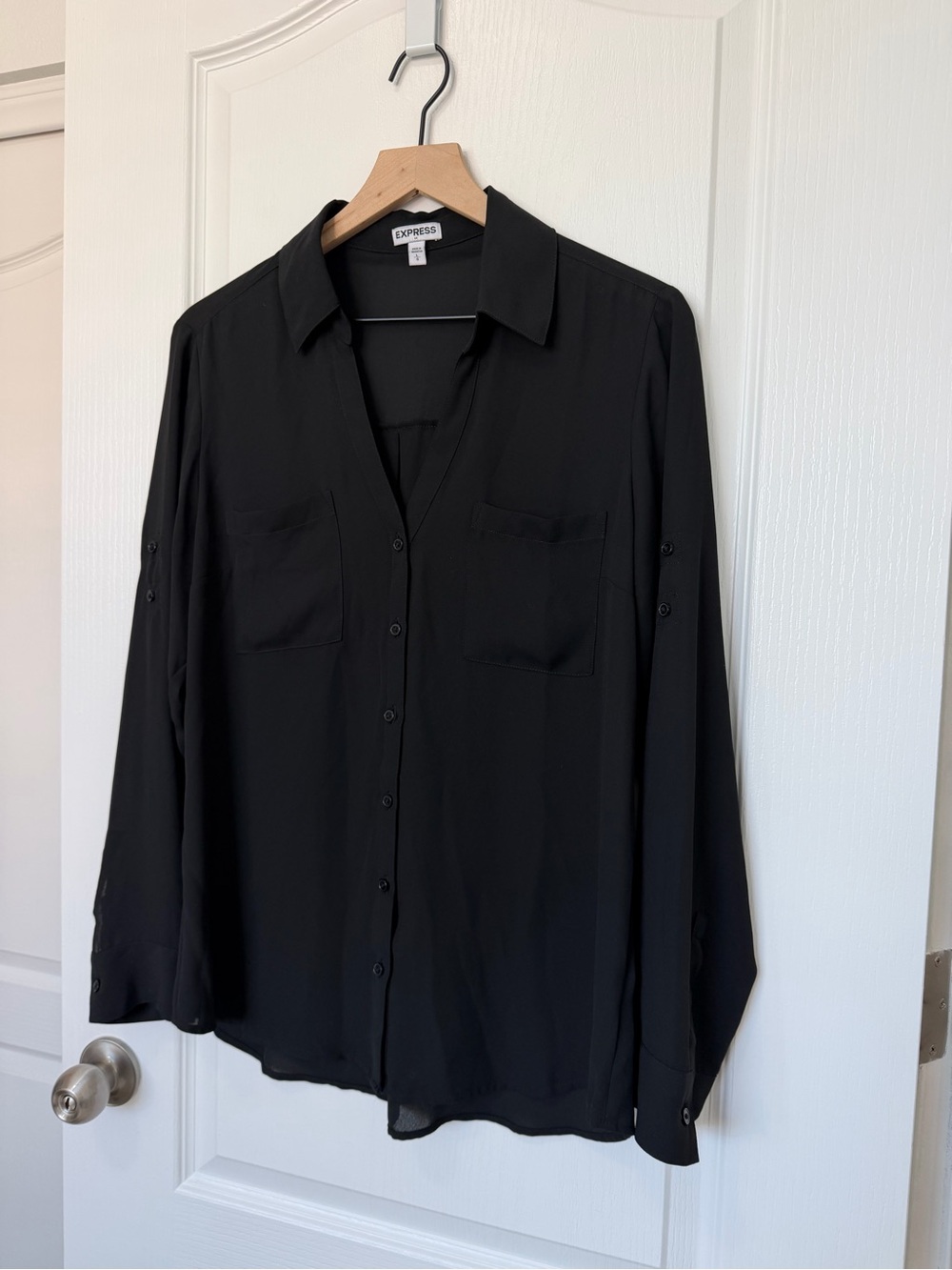 Express Women’s Button Down Black Top Large